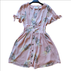 Sienna Sky Pink and Floral Flowy Mini Dress Womens Small A00158